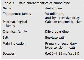 Main characteristics of amlodipine